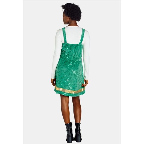 SOLD SOLD Green Sz Medium Soft Velour Sleeveless GRINCH Christmas Holiday Dress - Picture 3 of 7